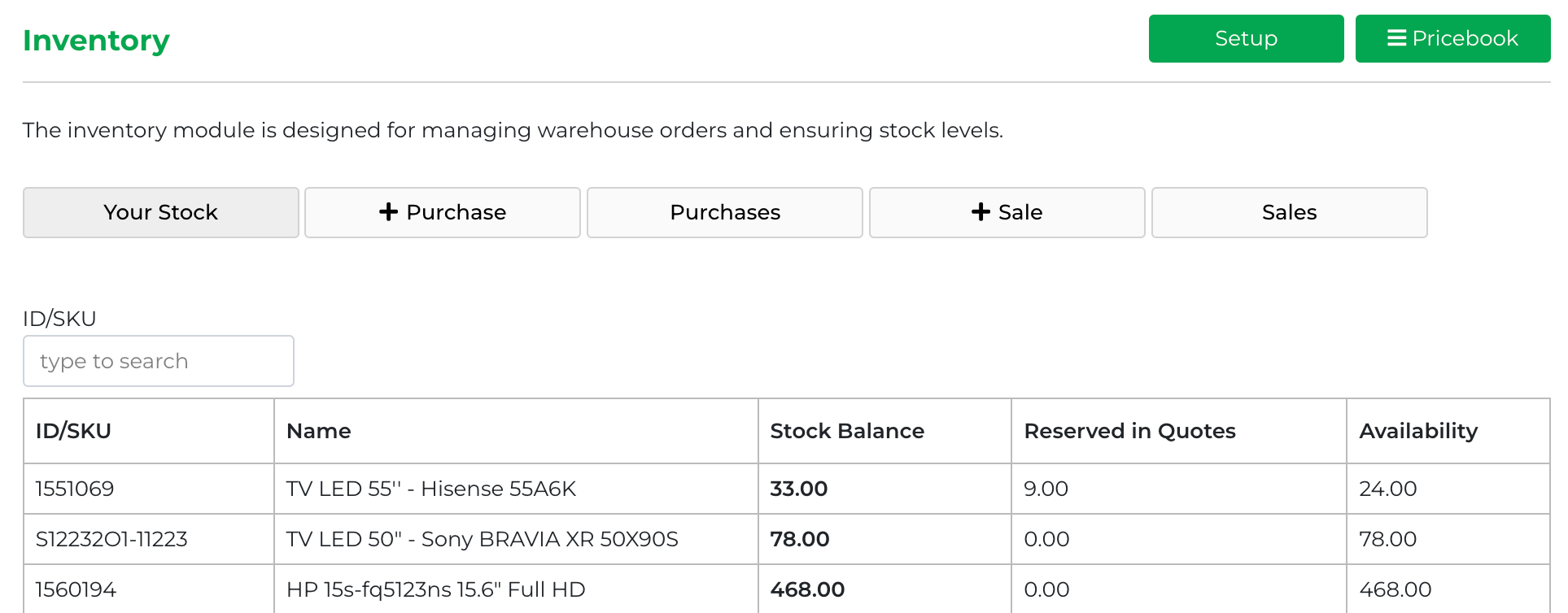 Stock Levels Control